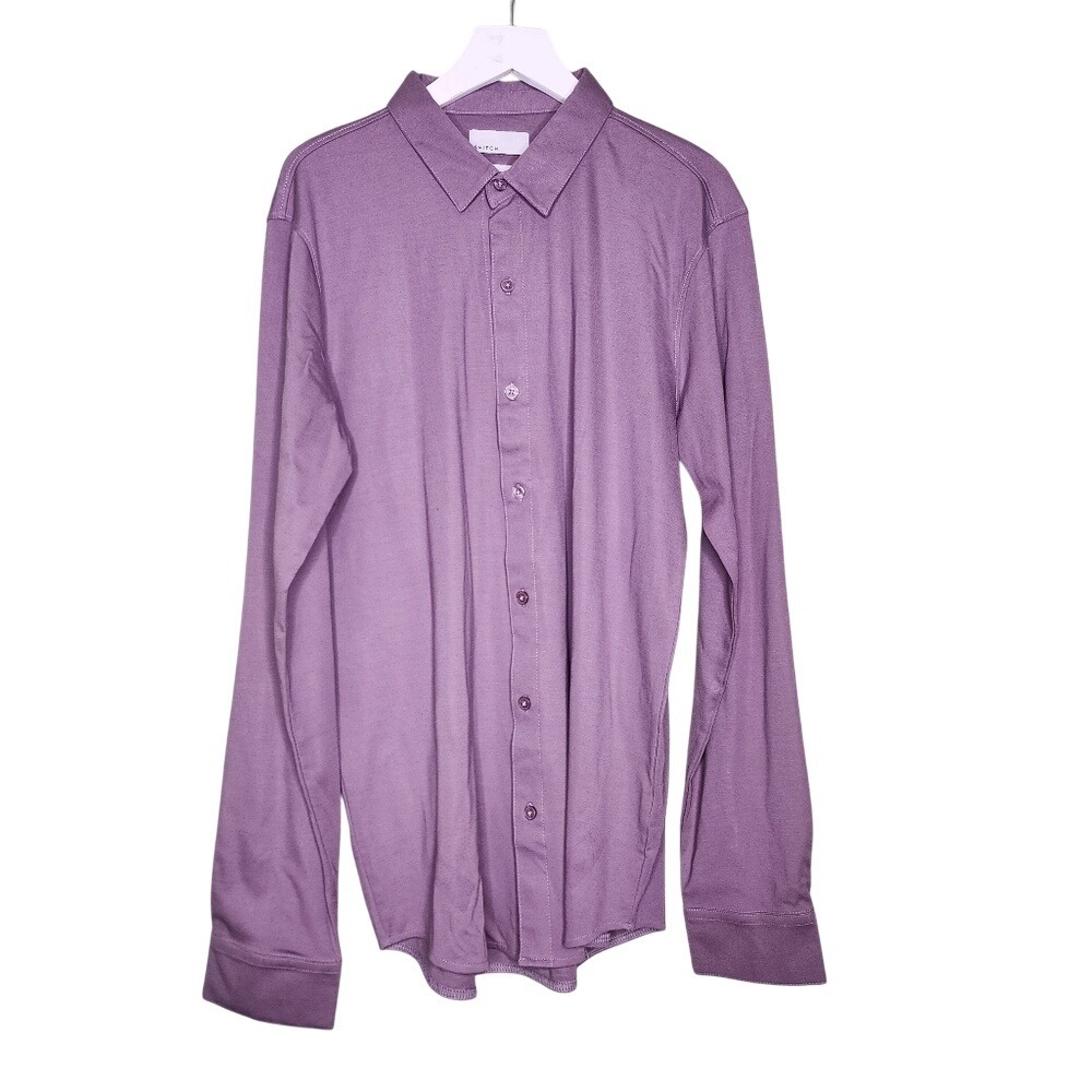 Mens Lavender Button Up Shirt Long Sleeve‎ Soft Knit Office Business Casual M